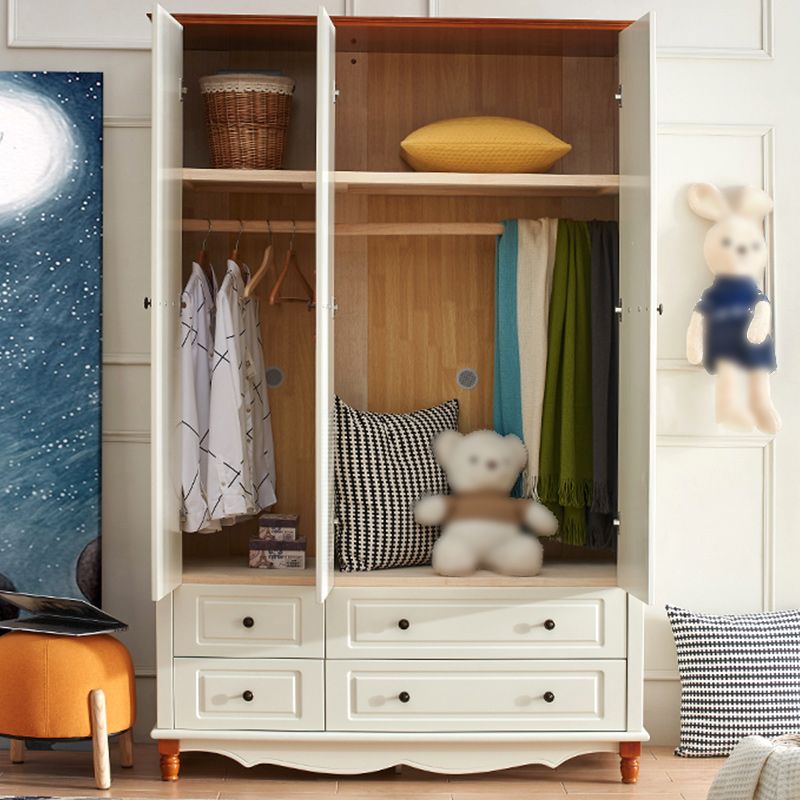 Coastal Hinged Door Storage Cabinet with Drawers Manufactured Wood Matte Finish Cabinet