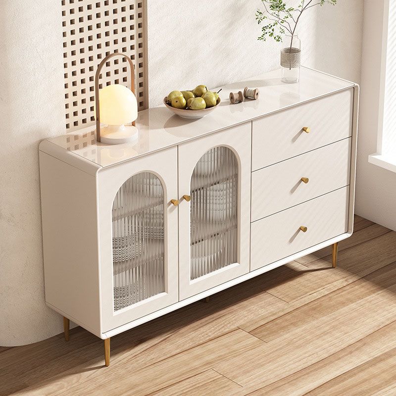 Contemporary Display Stand Faux Wood Storage Cabinet with Doors for Dining Room