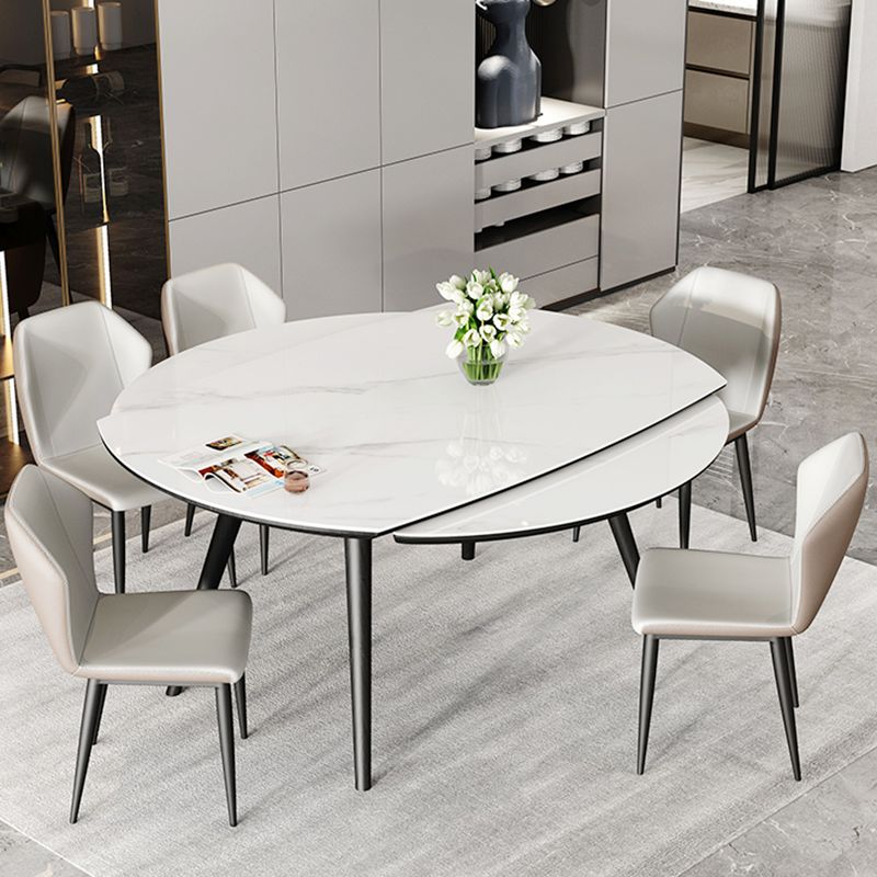Modern Simple Dining Table Sintered Stone Dinner Table with Wooden Base