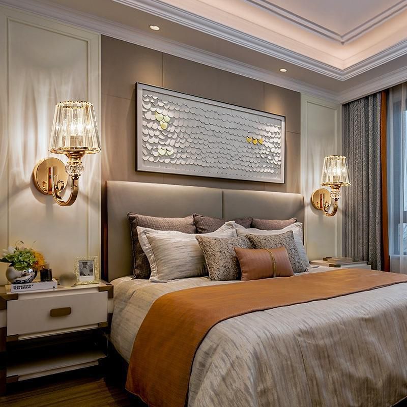 Modern Style Cone Wall Light Sconce Crystal Block 1-Light Wall Mount Lamp in Gold