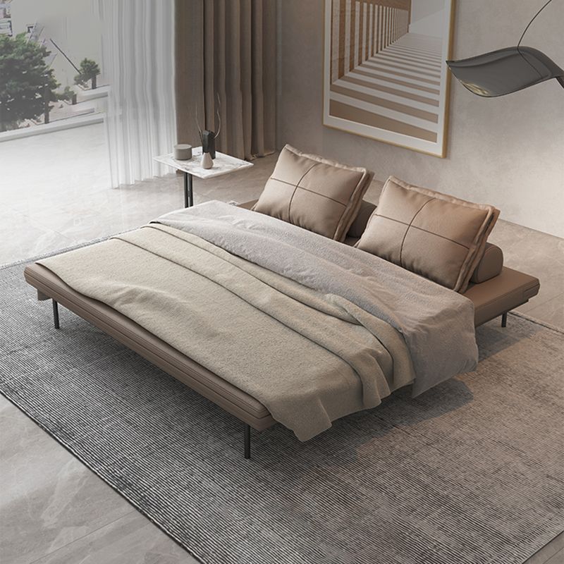 Contemporary Faux Leather Sleeper Sofa Pillow Back Futon Sleeper Sofa Bed