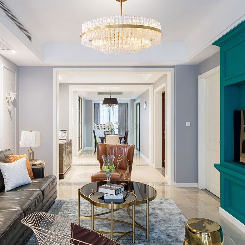 Moltiplicatore Crystal Crystal Light Modern Metal Round Living Room Lampella Luce in oro