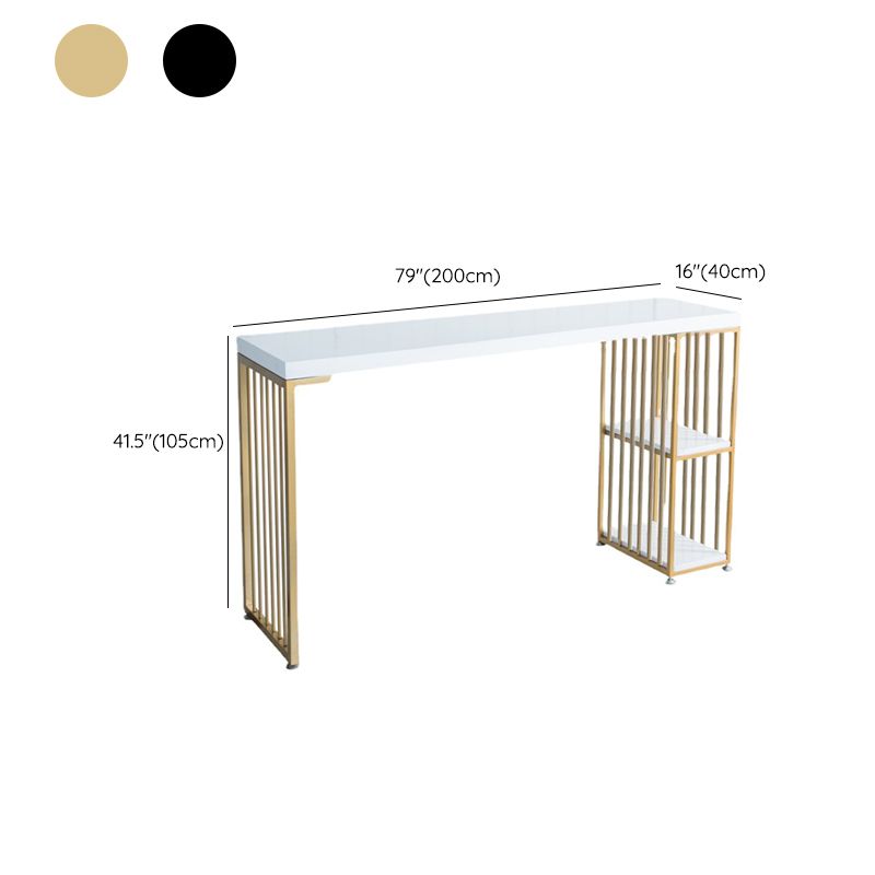 Wood Top Bar Height Table Modern Style Bistro Pub Table with 2 Shelves