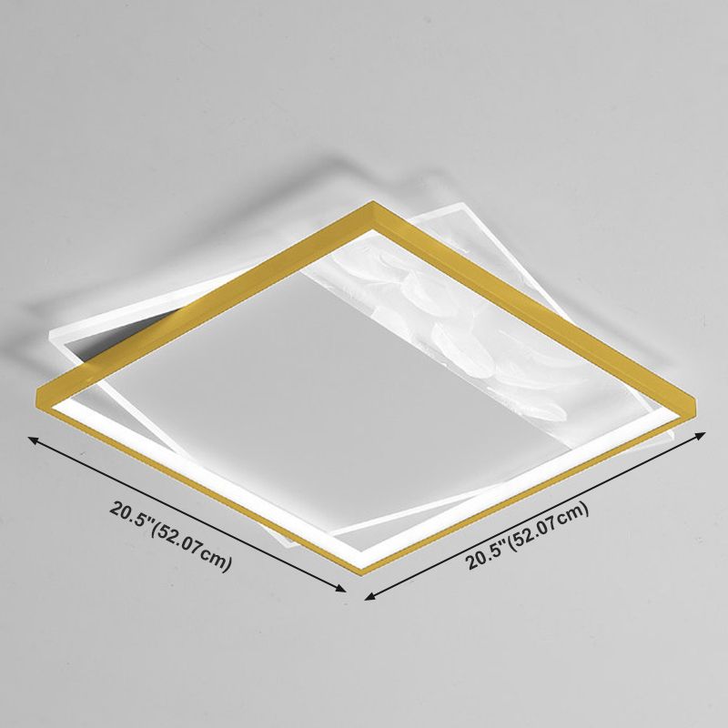 Geometry Shape LED Feather Ceiling Lamp Modern Iron 1 Light Flush Mount for Living Room