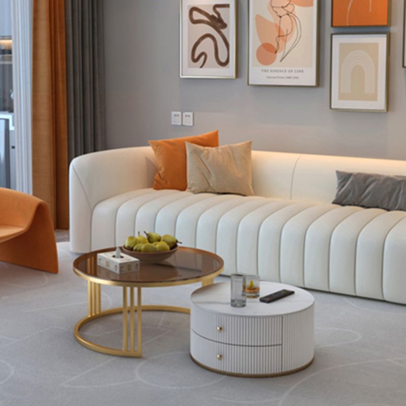 White Durable Sectionals Stain-Resistant Square Arms Sofa for Living Room