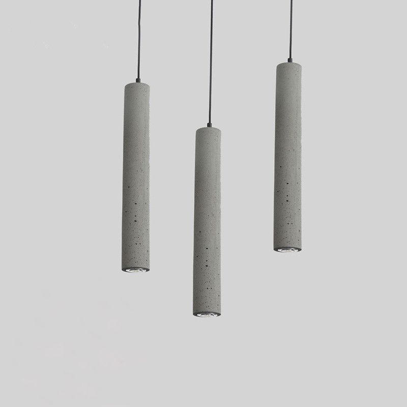 Graue zylindrische LED -Pendelleuchte im modernen künstlerischen Zementlampe für Esszimmer
