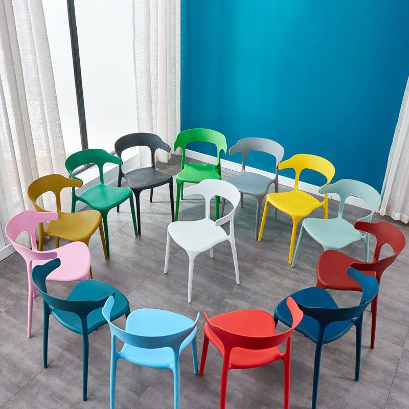 Glam Plastic Side Chair Matte Finish Open Back Dining Chair for Dinning Room