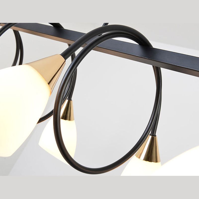 Sala da pranzo isola lampada a piede a sospensione in stile Nordic Black Island con tonalità in vetro cono