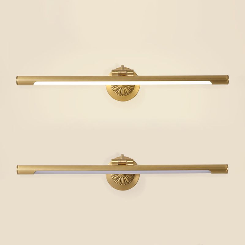 Brass Strip Mirror Light American Style Waterproof 1 Light Wall Lamp for Bathroom