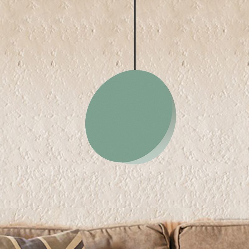 8"/12"W Circular Pendant Lamp Modern Nordic Style Metal 1 Light Black/Grey/White Hanging Ceiling Light