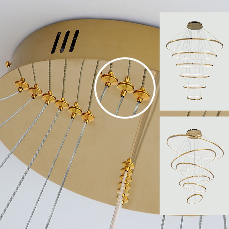 Moderne Ring Opgebroken verlichtingsarmatuur Metallic Pendant -verlichtingsarmaturen voor restaurant