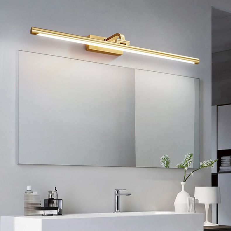 Gold Mirror Front Light Modern LED Vanity Light with Acrylic Shade for Bathroom