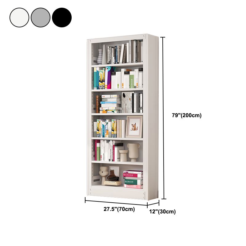 Metal Bookshelf Modern Bookcase with Rectangular Shelves,11.8" Wide