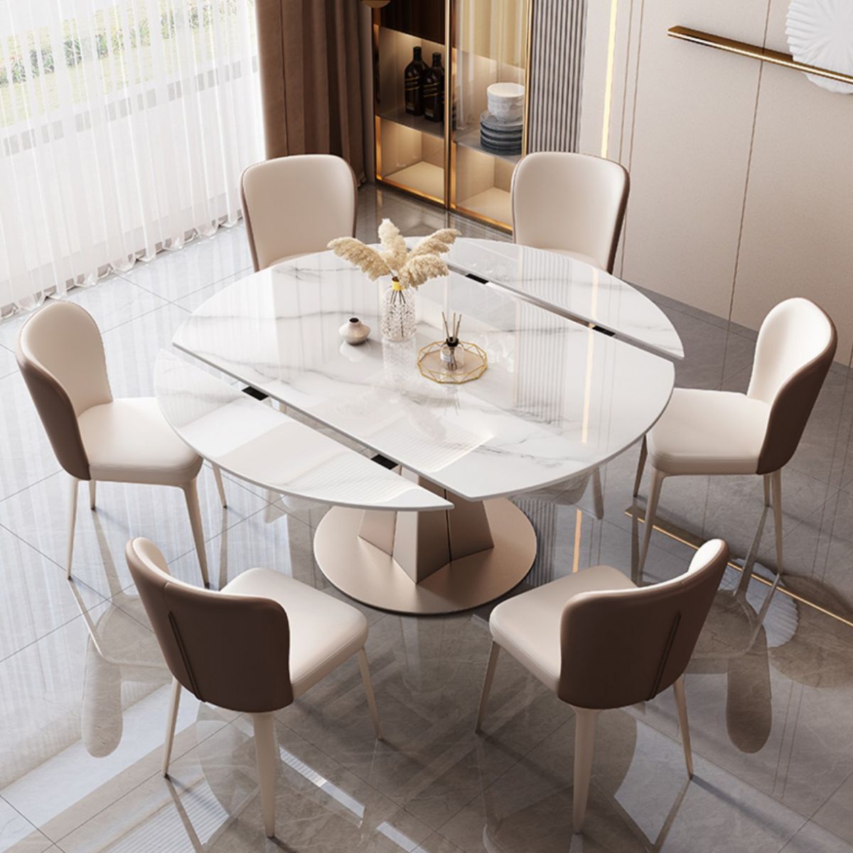 Sintered Stone Top Table Pedestal Dining Table for Home Kitchen Dinner