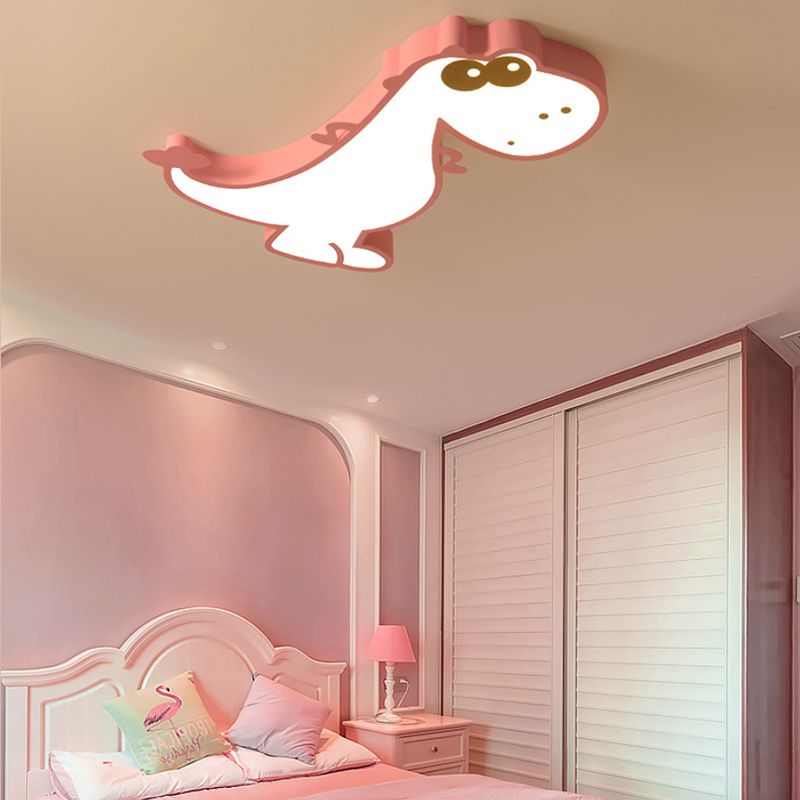 Lámpara LED de montaje en techo de macarrón de dibujos animados acrílico, accesorio de techo con dragón bonito para dormitorio de niños
