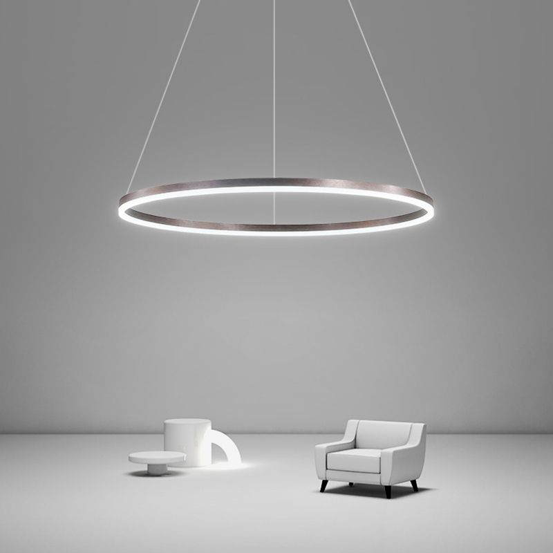 Modern Aluminum Ceiling Hung Fixture Brown Circle Down Lighting Pendant