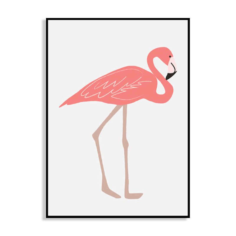 Tropical Animal Flamingo Art Print Kids Canvas Wall Decor in Pink for Girls Bedroom