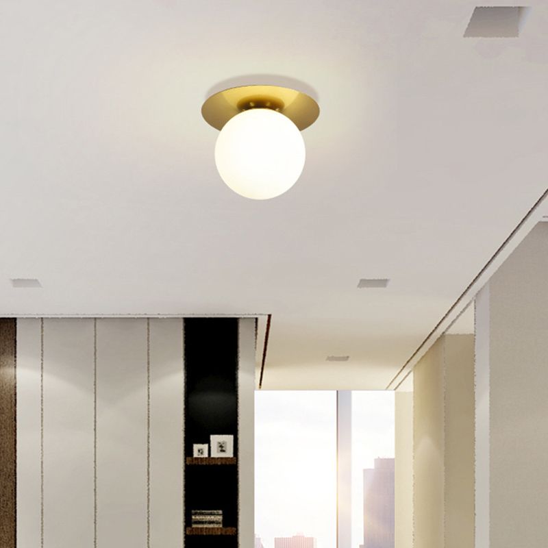 Minimalist Flush Mount Ceiling Light Fixture Spherical Flush Ceiling Light Fixture with Glass Shade