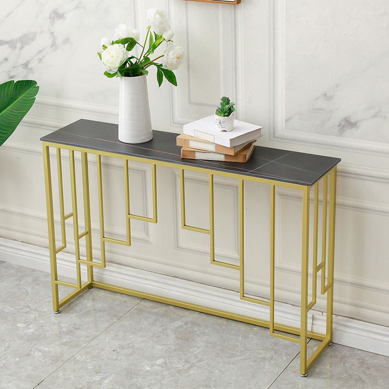 Glam Stone Console Table 12" W Rectangle Accent Table for Hall