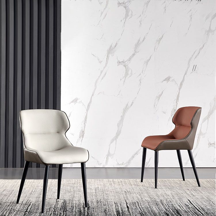 Silla de comedor de metal contemporánea con respaldo para uso doméstico (juego de 2)
