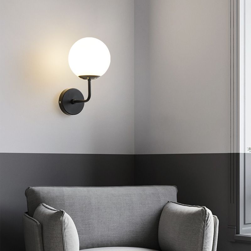 1 Light Ball Wall Lighting Fixtures Modern Style Glass Wall Mounted Lights