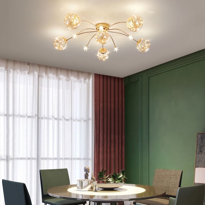 Plafonnier LED de forme radiale, montage encastré en fer moderne pour salon et chambre à coucher