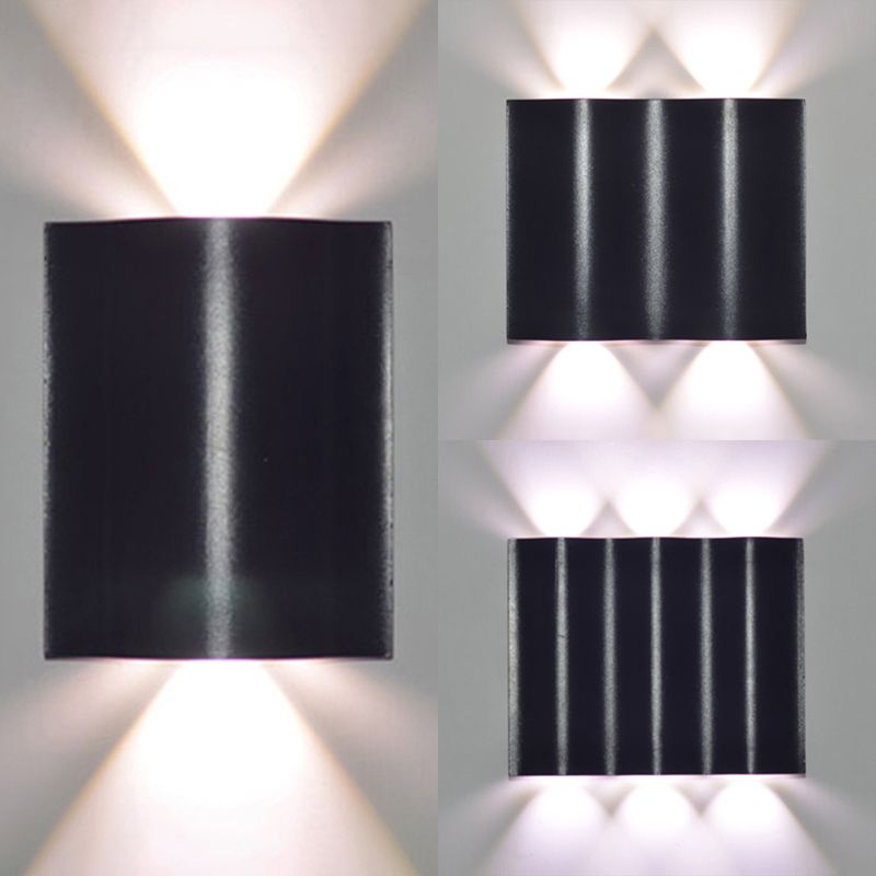 Disparo de pared de porche de 1/2/3 de luces con lámpara de lavadora de pared de metal de diseño ondulado con iluminación cálida/blanca