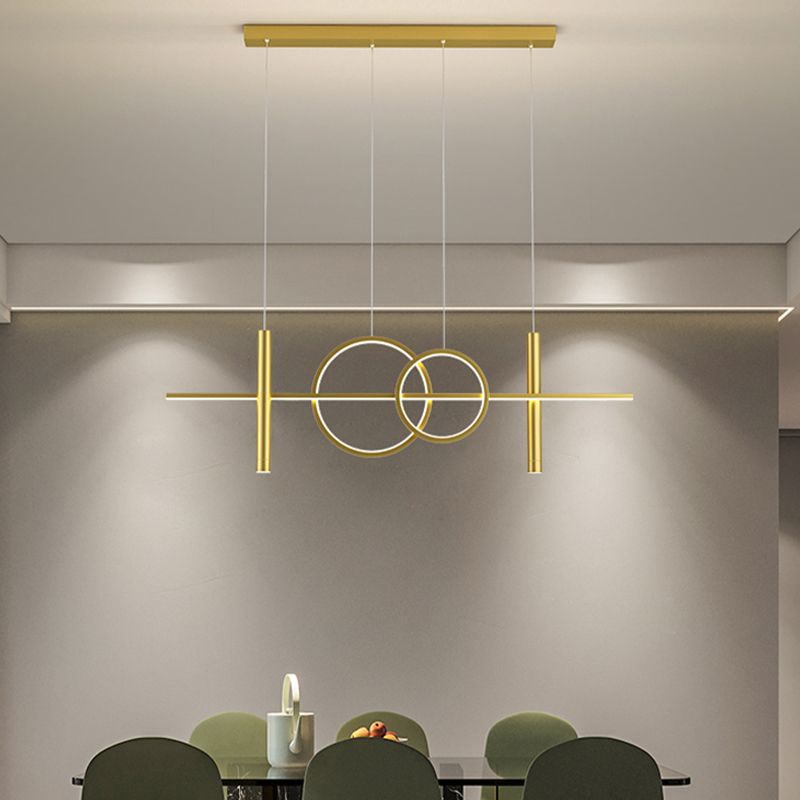 Multi lumières cylindriques suspendues îlot d'éclairage de style métal moderne