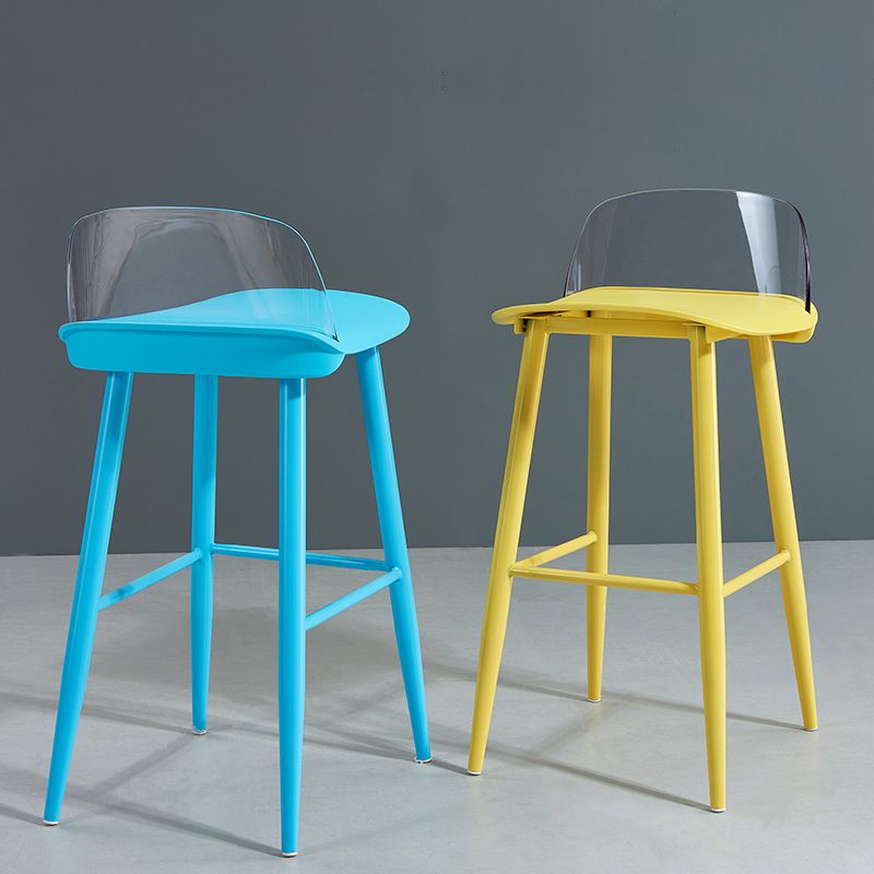 Indoor Rectangle Bar Stool Low Back Plastic Footrest Modern Counter Stool