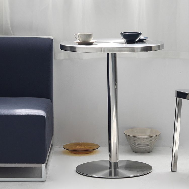 Industrial Dining Table Stainless Steel Table with Pedestal Base for Dining Room