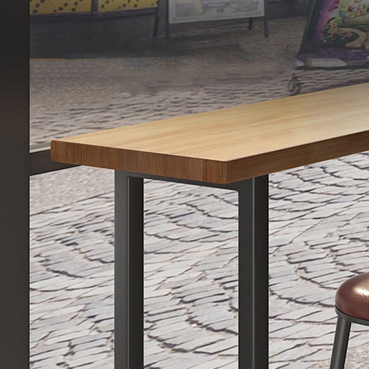 Industrial Bar Table Set 1/7 Pieces Rectangle Pine Wood Counter Table with High Stools