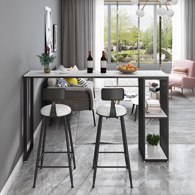 Modern Marble and Metal Bistro Bar Desk with Storage Indoor Bistro Bar Table