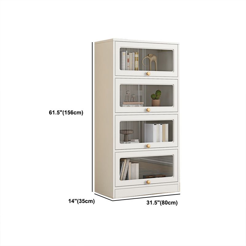 Modern Engineered Wood Bookshelf Standard Closed Back Bookcase with Doors