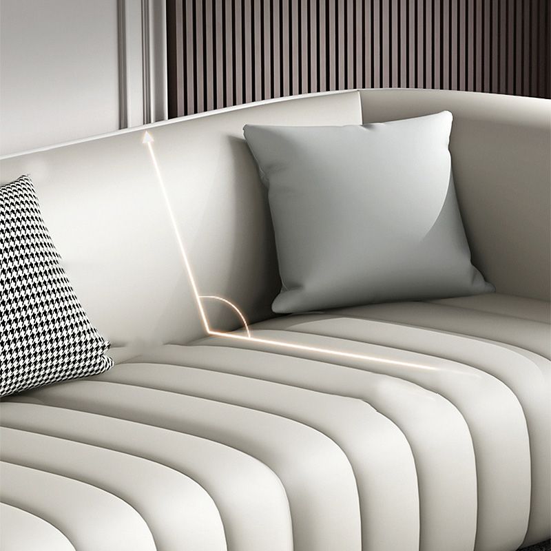 Beige Faux Leather Straight Arm Sofa/Sectional with Stain-Resistant and Wear-Resisting