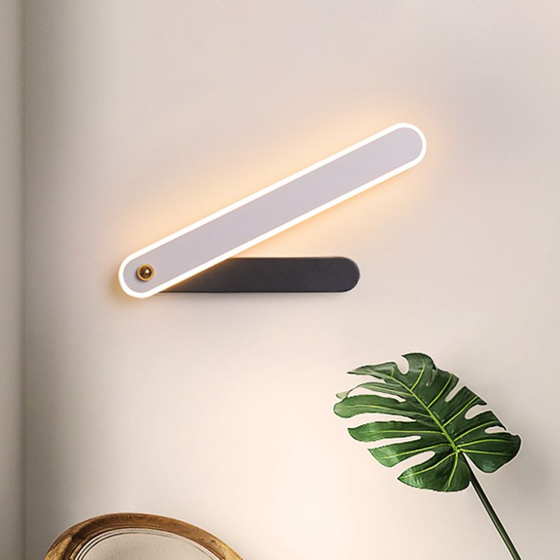 Hour Hand Wall Mount Fixture Modernism Acrylic Black and White LED Sconce Lighting in White/Warm Light