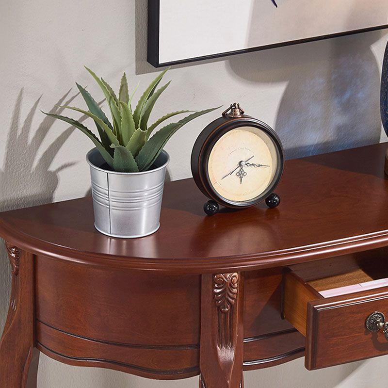 Rubbered Wood Console Table Mid-Century Modern Half Moon Accent Table for Hall