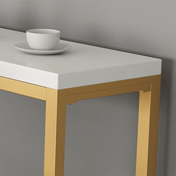 Mesa de barra de pub interior de rectángulo glamoroso de la barra de hierro dorada de oro con pedestal de caballete