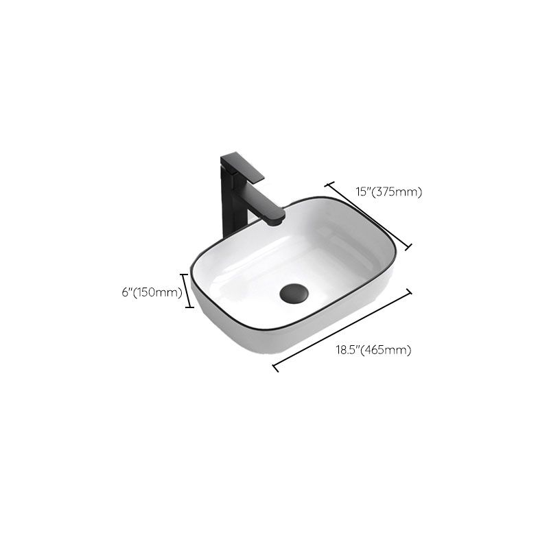 Bathroom Ceramic Sink Rectangular Rod Single Handle Faucet Sink