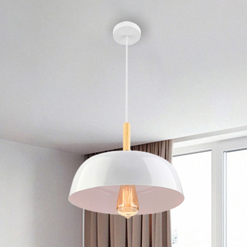 Lámpara de techo de tazón Estilo simple 1 Luz de colgante colgante negro/blanco para comedor para comedor, 12.5 "/19" de ancho