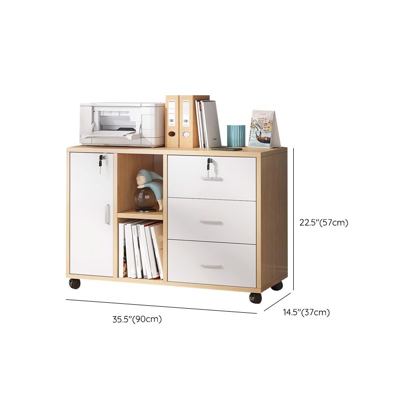 Modern File Cabinet Wooden Frame Lock Storage Filing Cabinet for Office