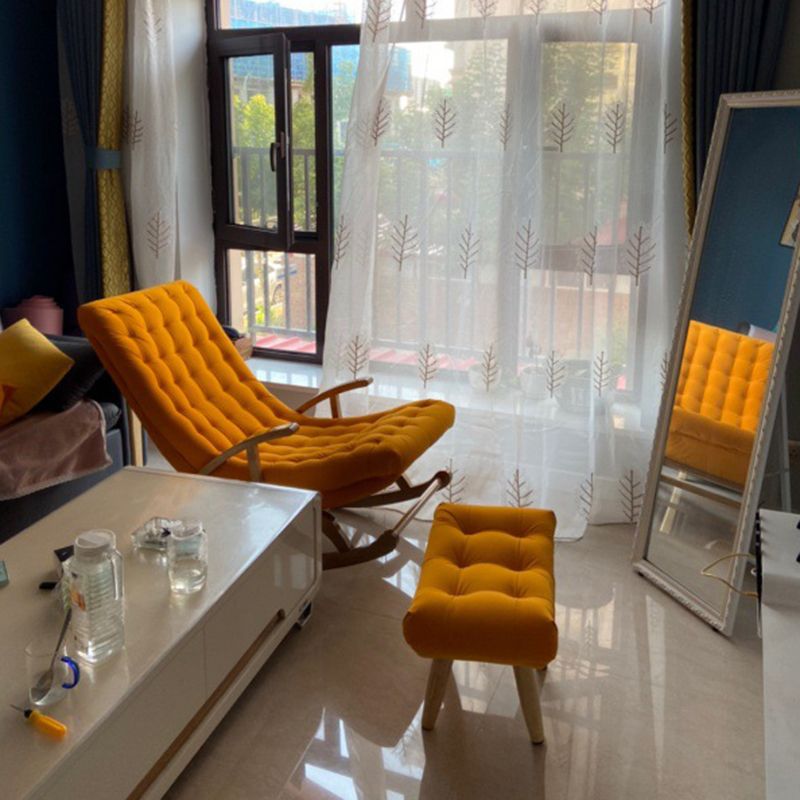 Leather Rocking Chair Plain Contemporary Tufted Cushions Rocking Chair with Ottoman