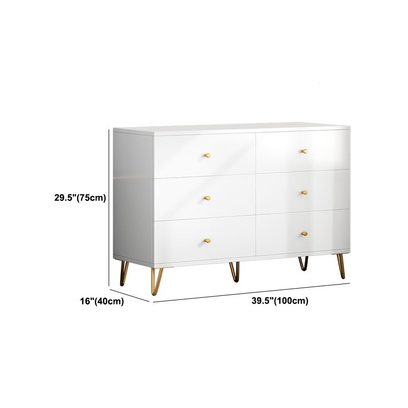 White Contemporary Glam Storage Chest Wood Chest with Metal Feet for Bedroom
