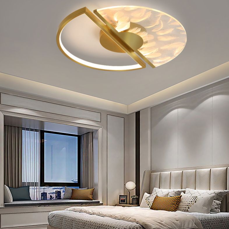 Aluminium Circulaire LED Ceiling Light in Modern Creative Style Acrylic Feather Flush Mount