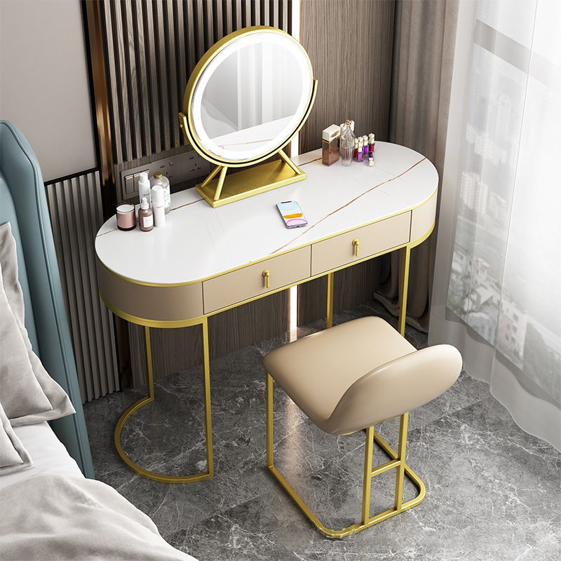 Glam 29.52 " H Slate Top Vanity Stool with Drawers Dressing Table