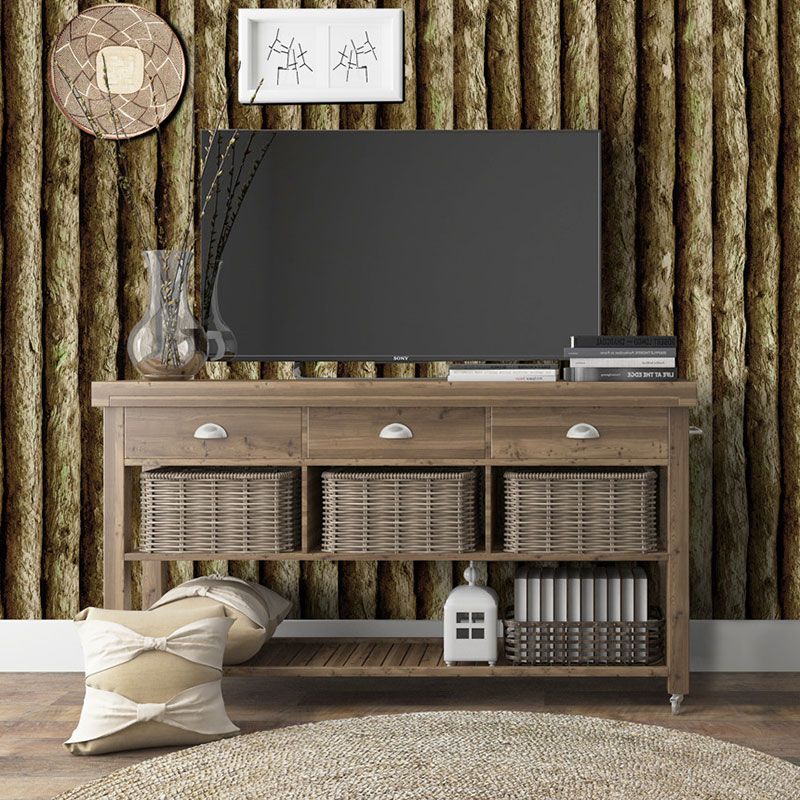 Bar and Dining Room Wallpaper with Dark Green Faux Wood, 29.1 sq ft., Peel and Stick