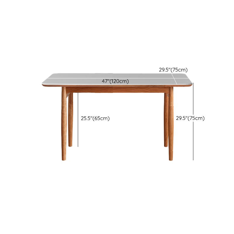Simplicity Style Rectangle Stone Fixed Dinner Table with 4-foot
