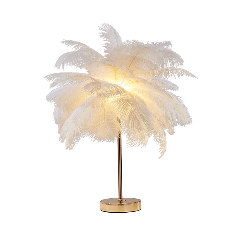 Coconut Tree Shaped Night Light Decorative Feather 1 Head Living Room Accent Table Lamp