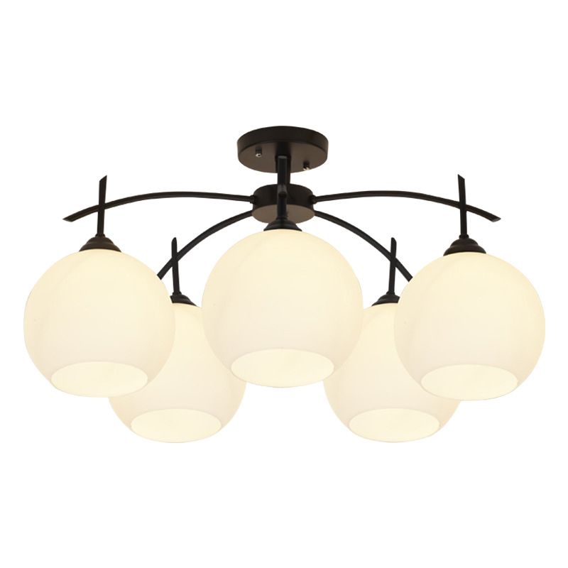 Glass Black Semi Flush Mount Chandelier Global Minimalist Ceiling Mount Chandelier