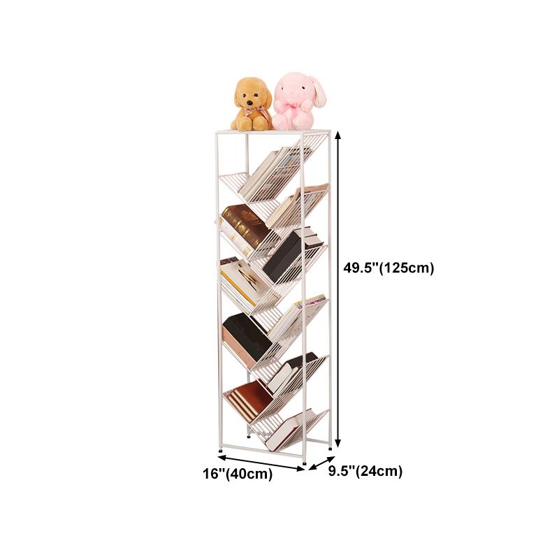 Modern Style Metal Bookcase White Open Bookshelf for Living Room