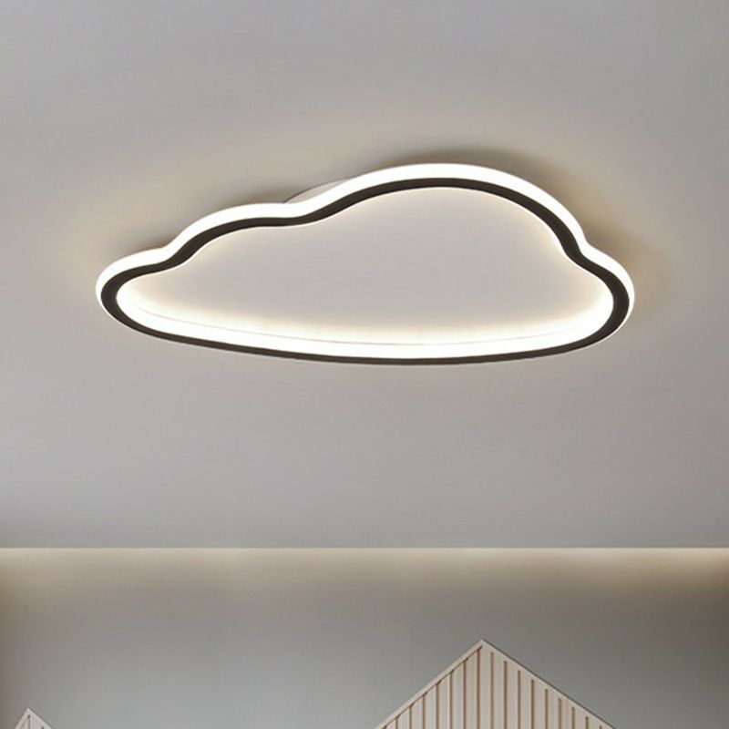 Simplicity Flush Mount LED Light Black-White Cloud Ceiling Lamp with Acrylic Shade